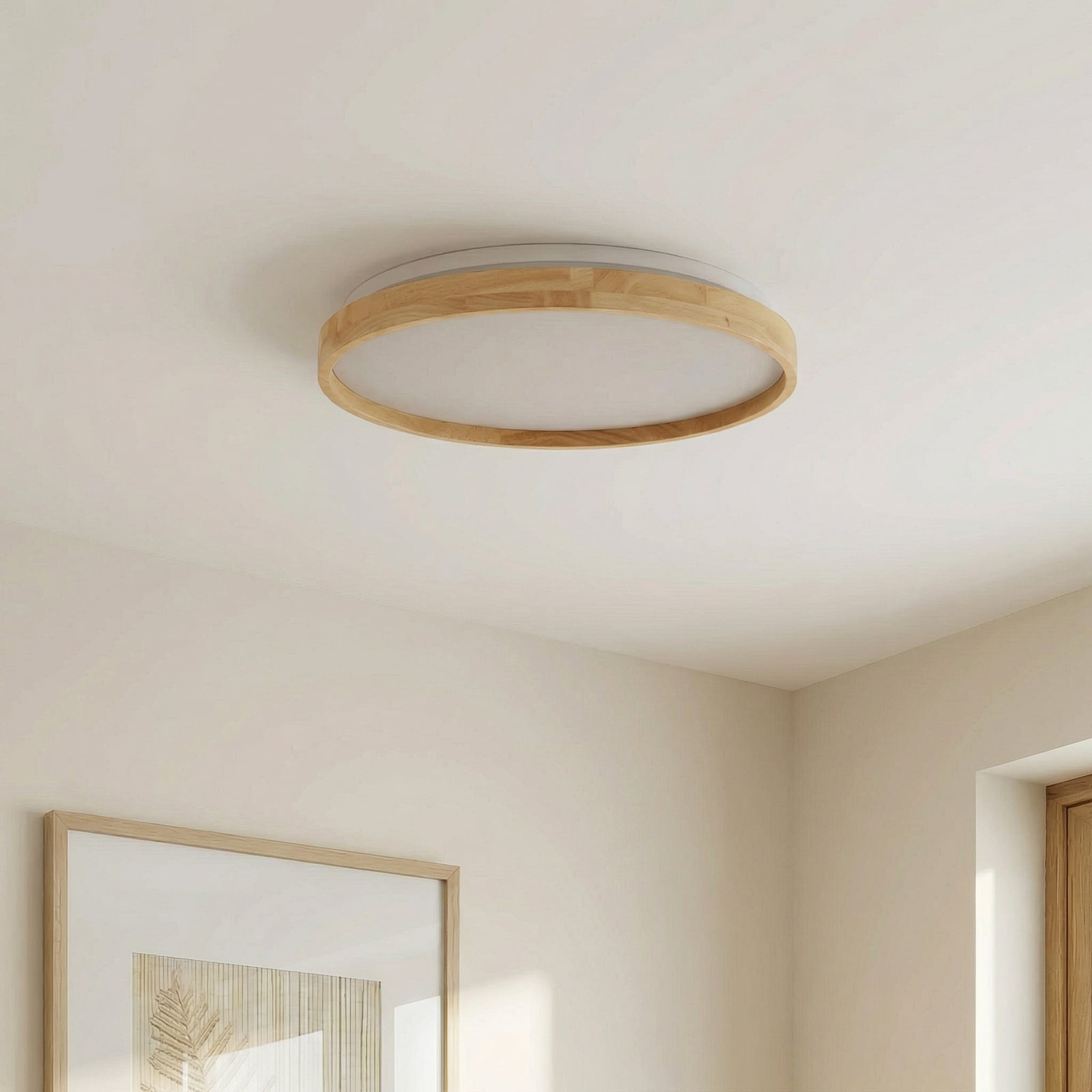 Lindby Smart lampa sufitowa LED Mirren drewno Ø39,5cm CCT Tuya