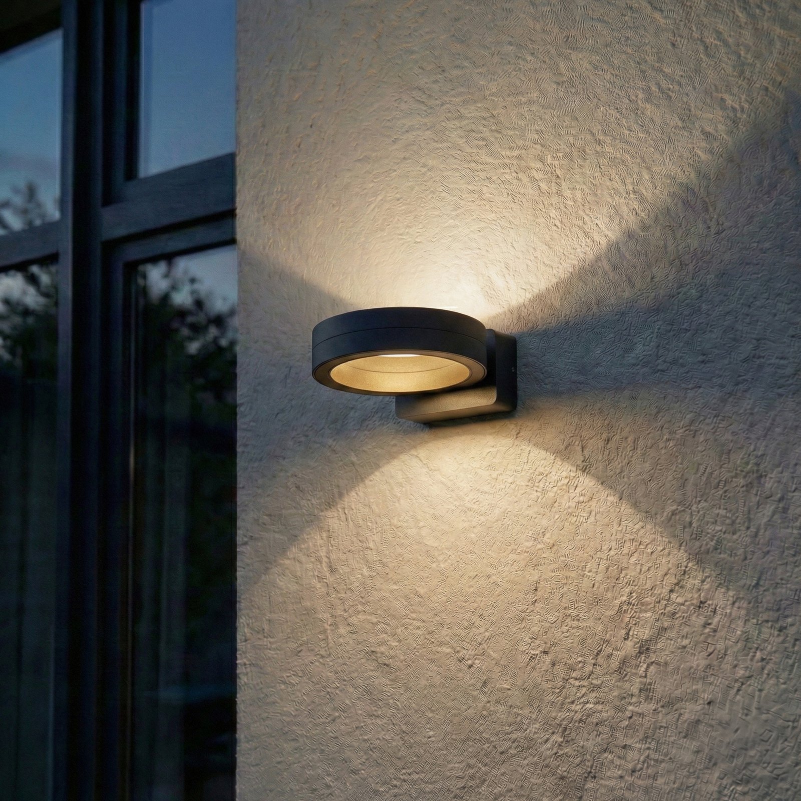 Lindby Selviro LED outdoor wall light, anthracite, Ø 20 cm, IP65