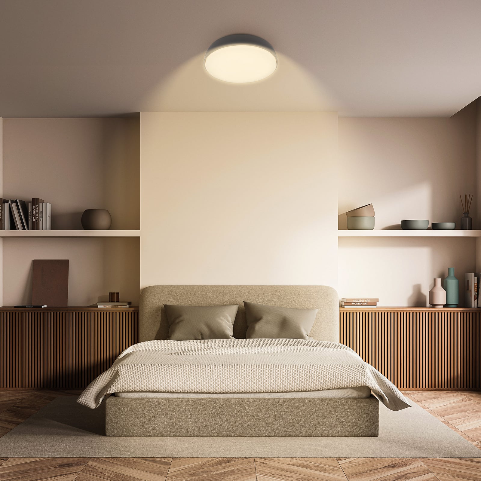 LED-taklampa Nikan, antracit, Ø 28,5 cm, 3 000 K