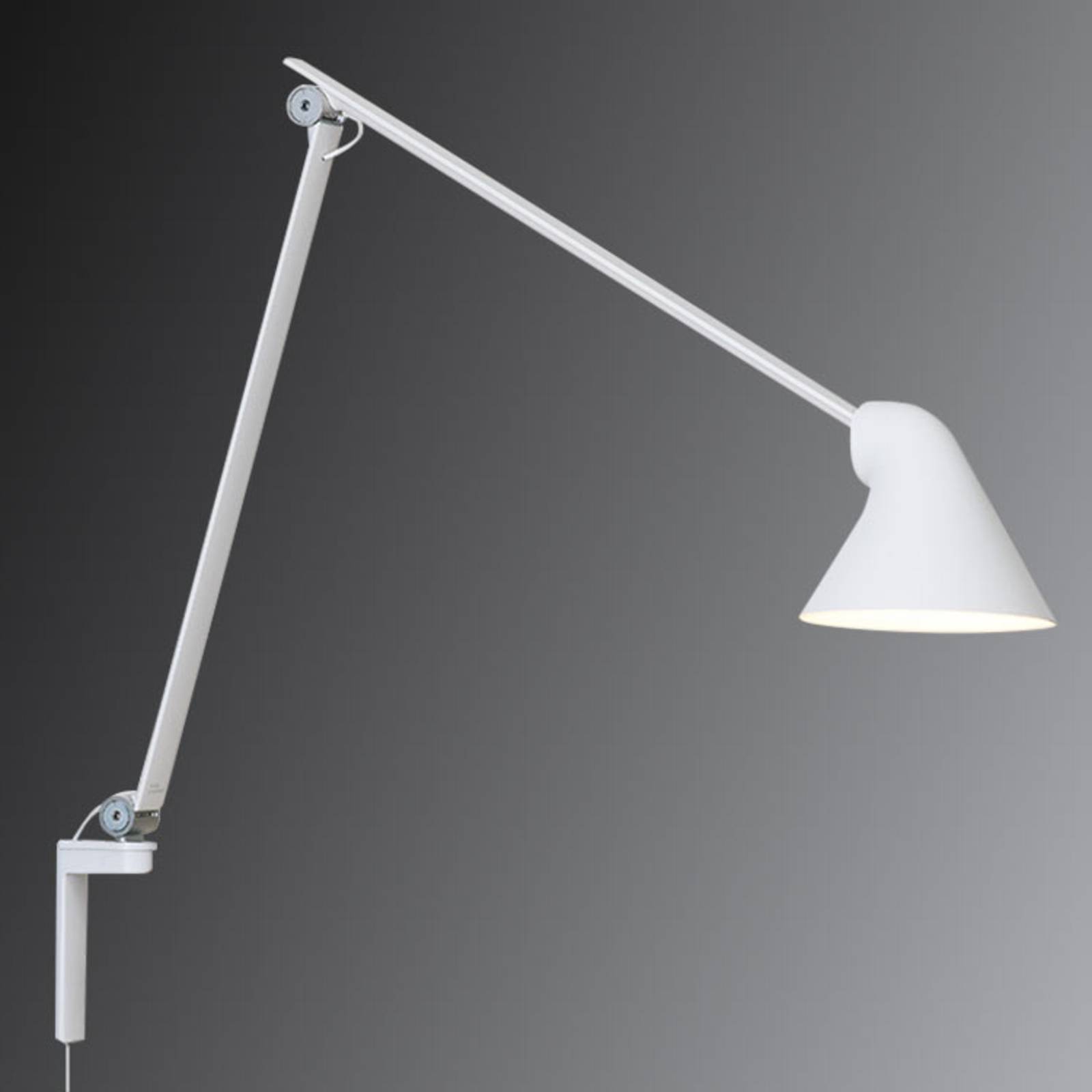 E-shop Louis Poulsen NJP LED lampa, dlhé rameno, biela
