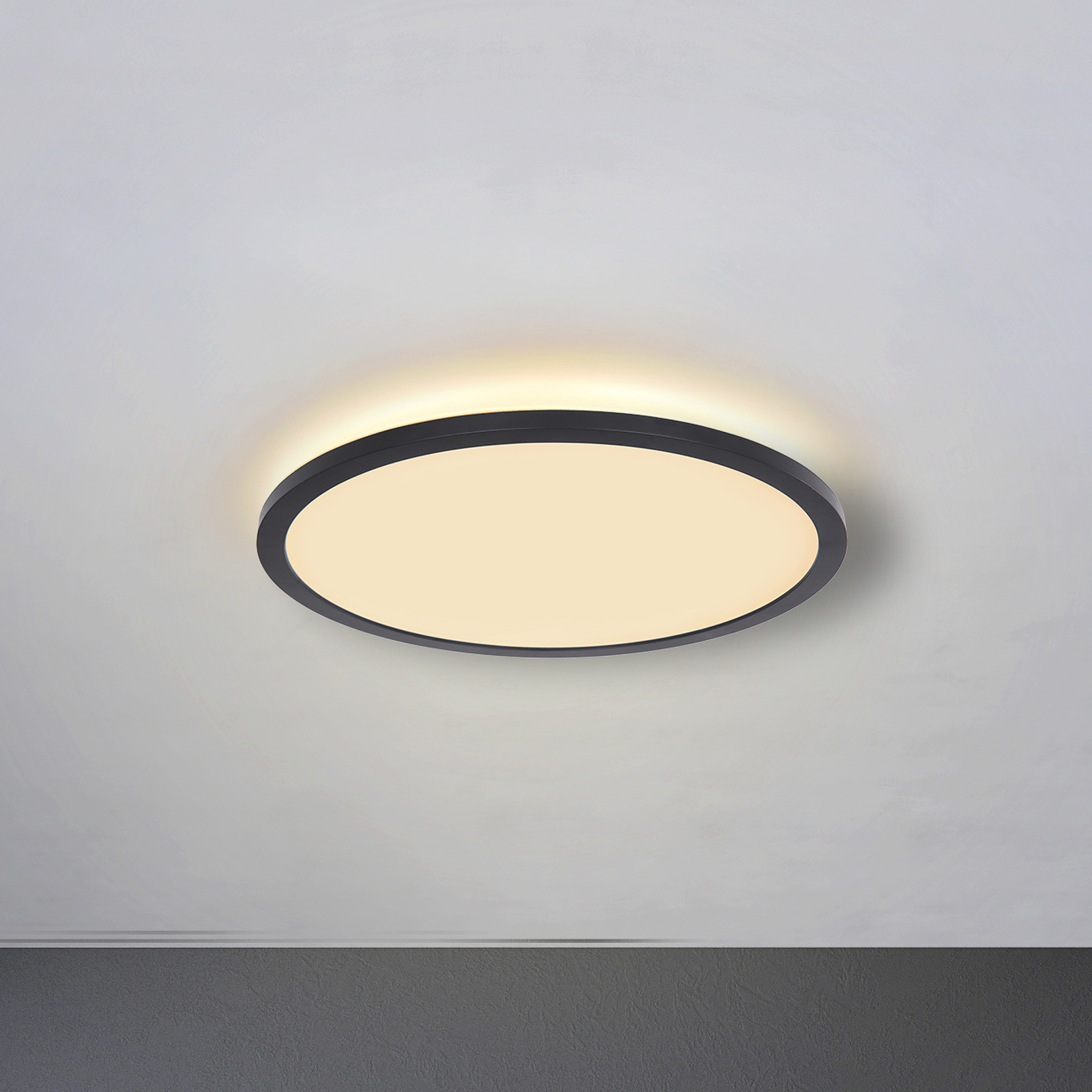 Sapana LED-loftlampe, sort, rund, kan dæmpes