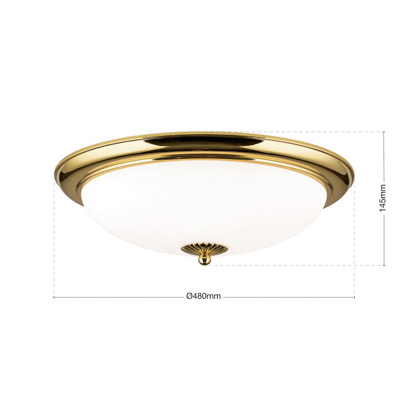 Empire ceiling light, Ø 48 cm, gold, frosted opal glass