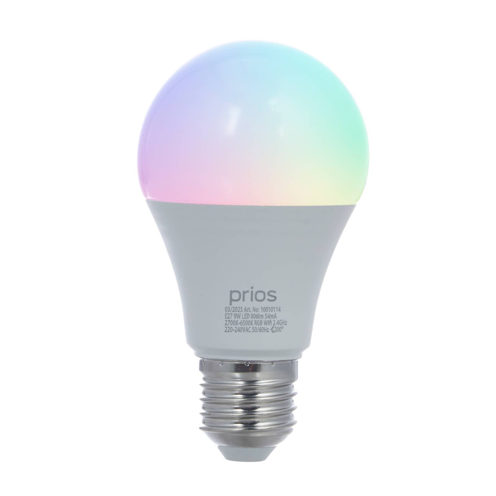 Prios ampoule LED E27 A60 9 W RGBW WLAN mate