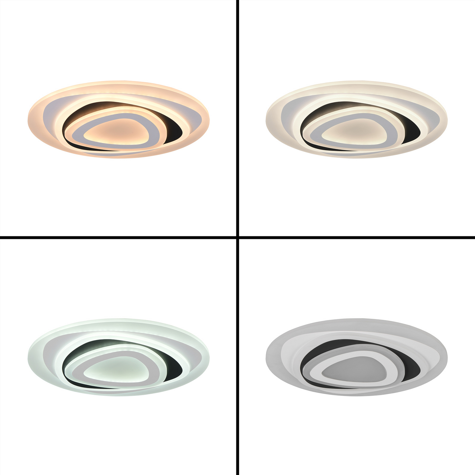 Plafoniera LED Zilo, bianco/nero, metallo, telecomando Plafoniera LED Zilo, bianco/nero, metallo, telecomando