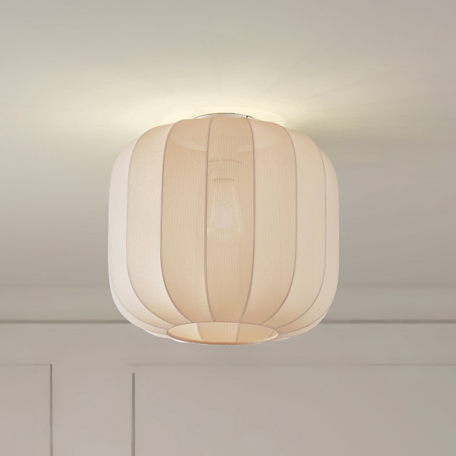 Lindby Helin ceiling light, beige, fabric, Ø 35 cm