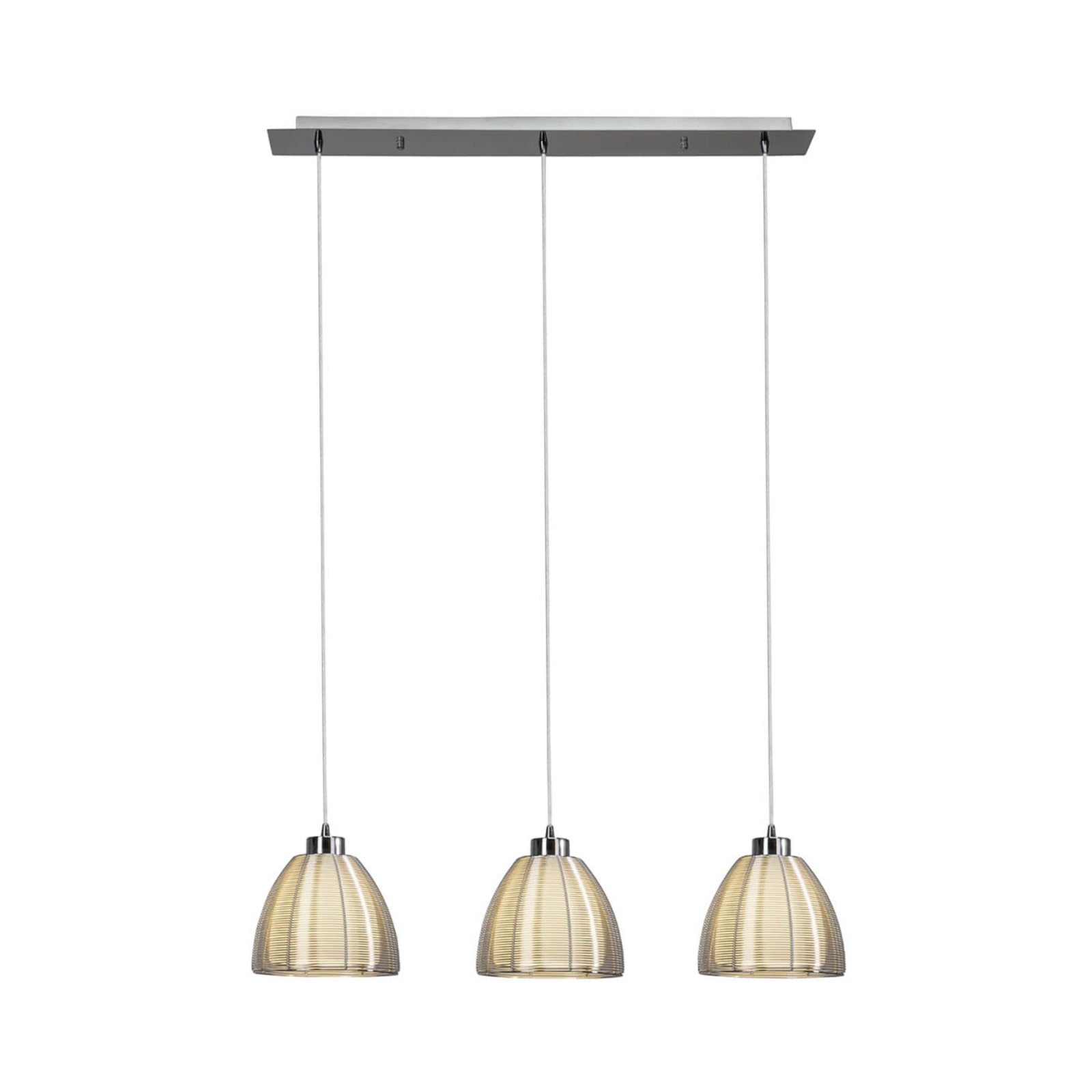 Hanglamp Relax, chroom met drie lampjes