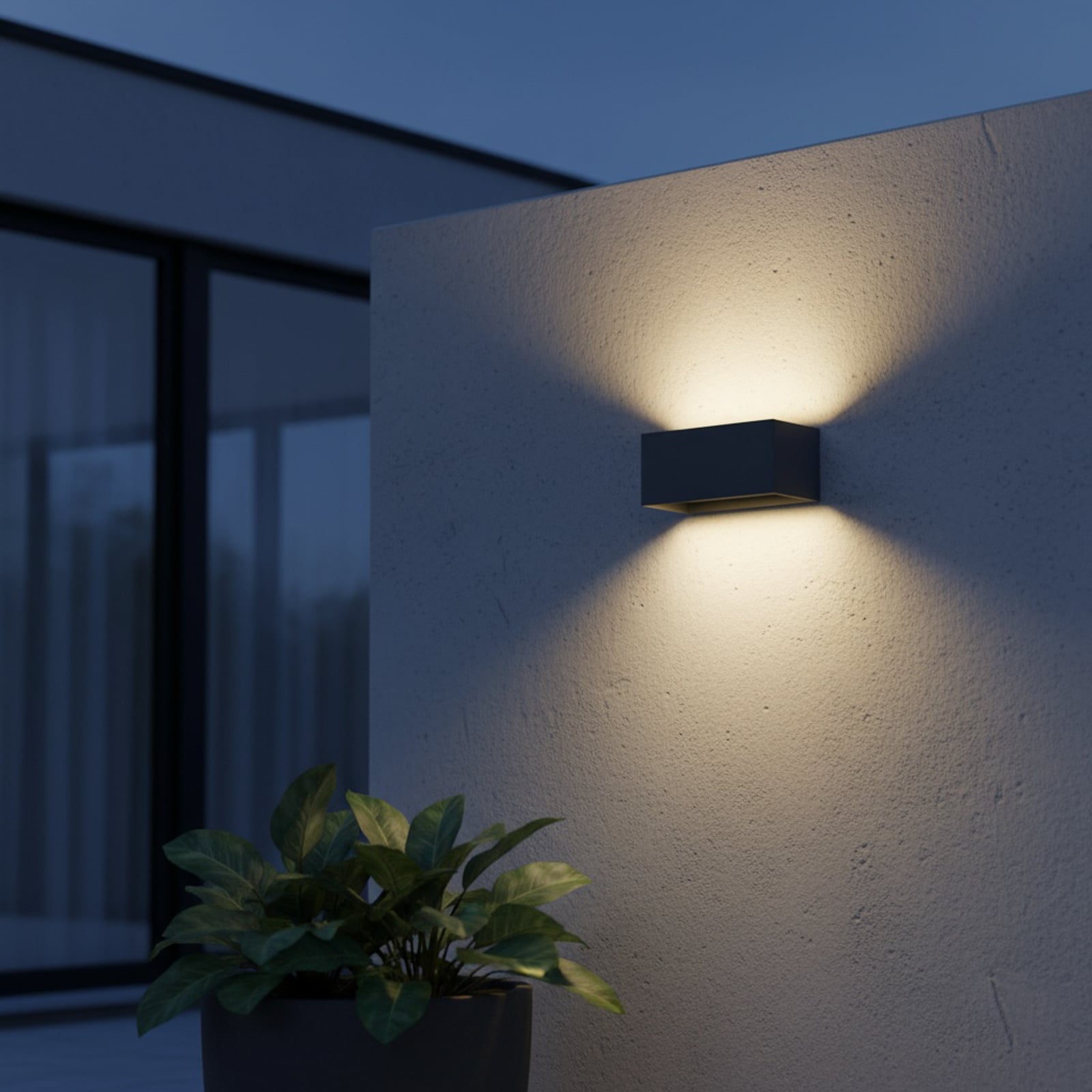 Ideal Lux LED outdoor wall light Atom anthracite, 20 cm, metal