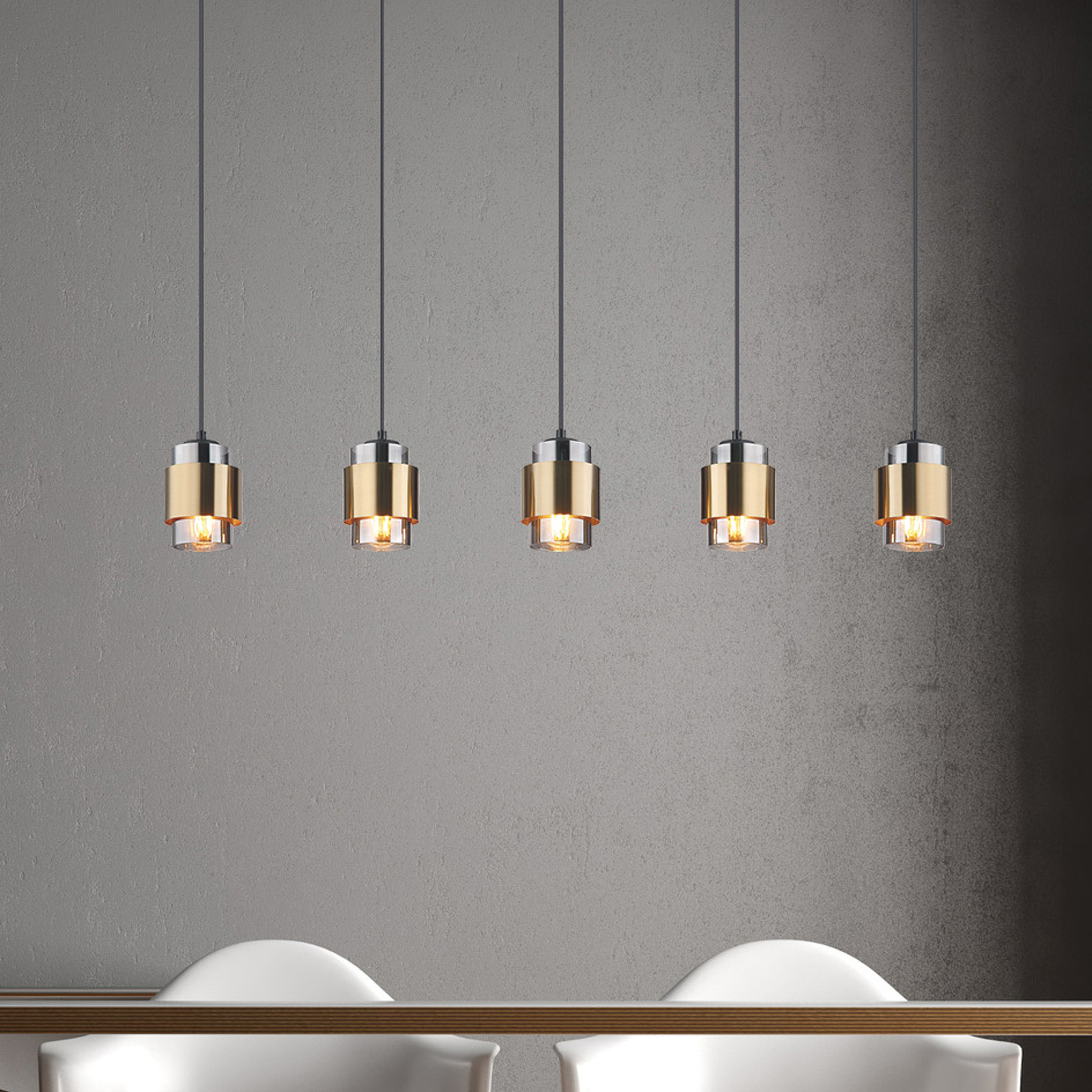 Hanglamp Milley, 5-lamps, lengte 105 cm