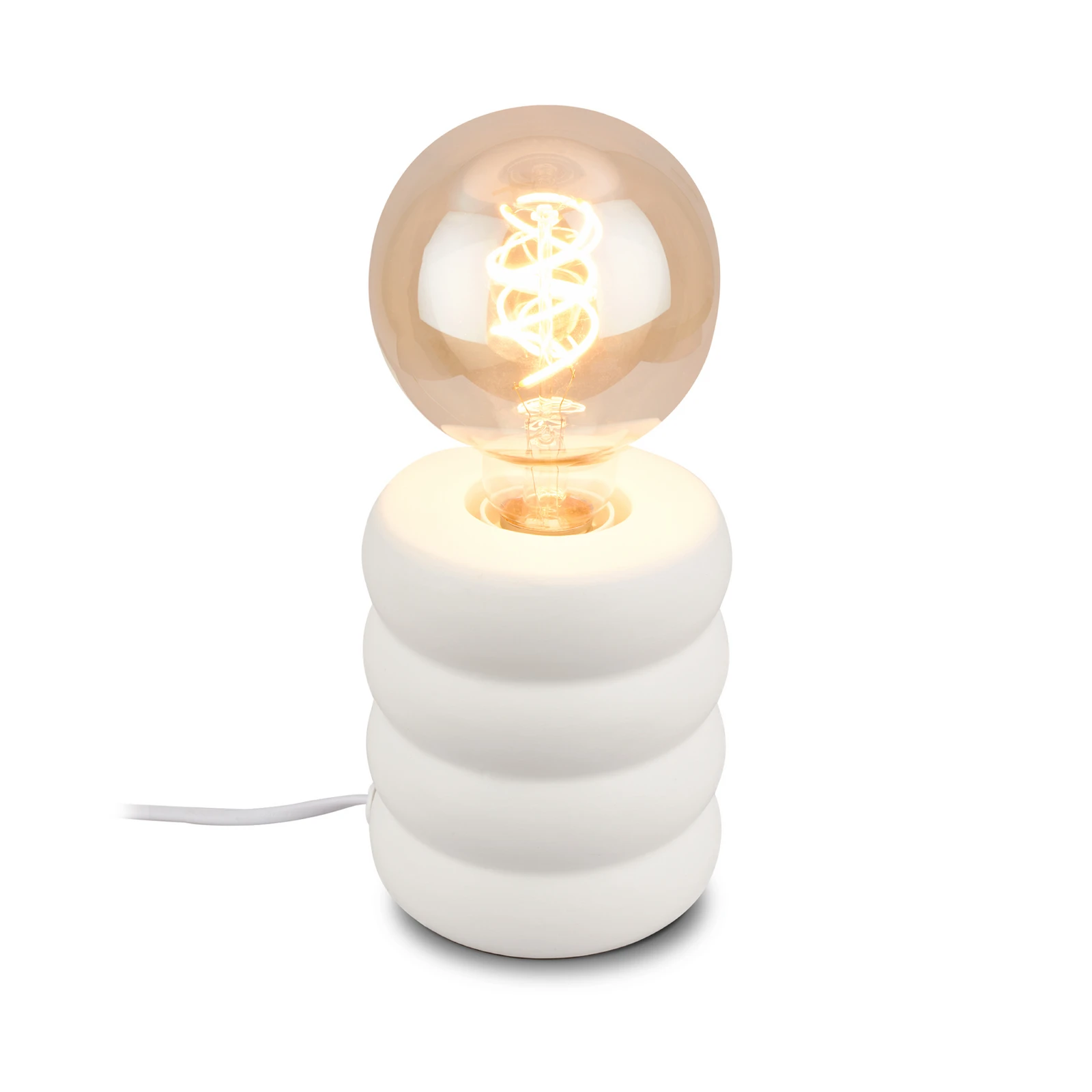 Lampe à poser Foam, blanc mat, céramique, E27, 25 W, Ø 10 cm