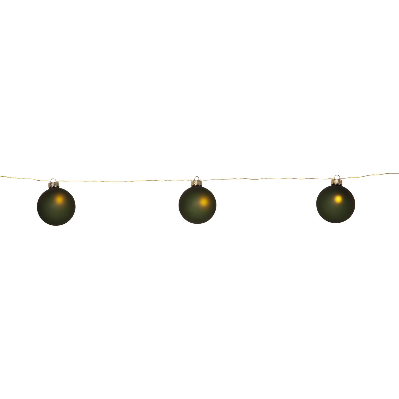 LED-Lichterkette Bliss, dunkelgrün, Glas, 8-flammig Batterie
