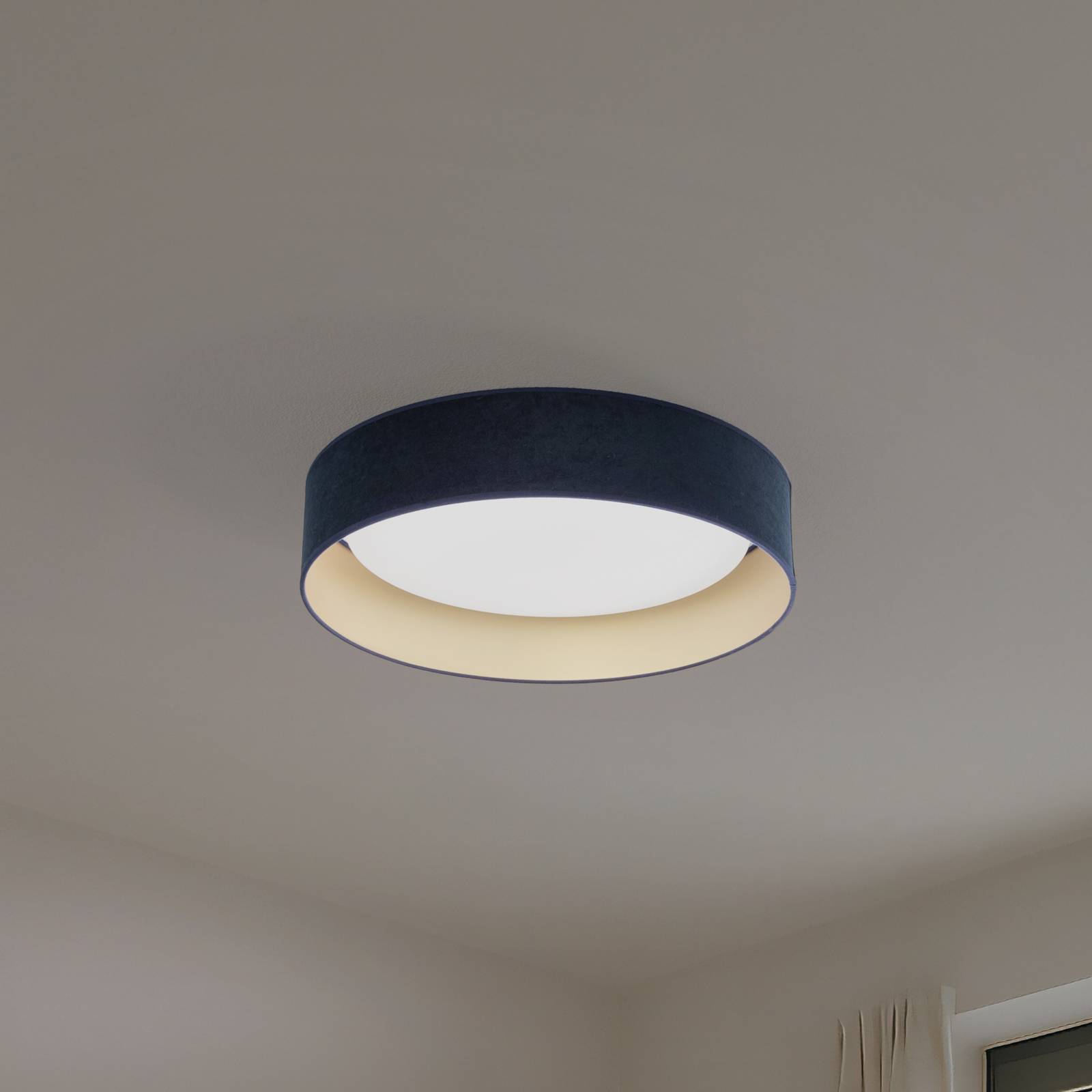 LED-Deckenlampe Plafond Samt dunkelblau, Ø 45 cm, 3-step-dim günstig online kaufen