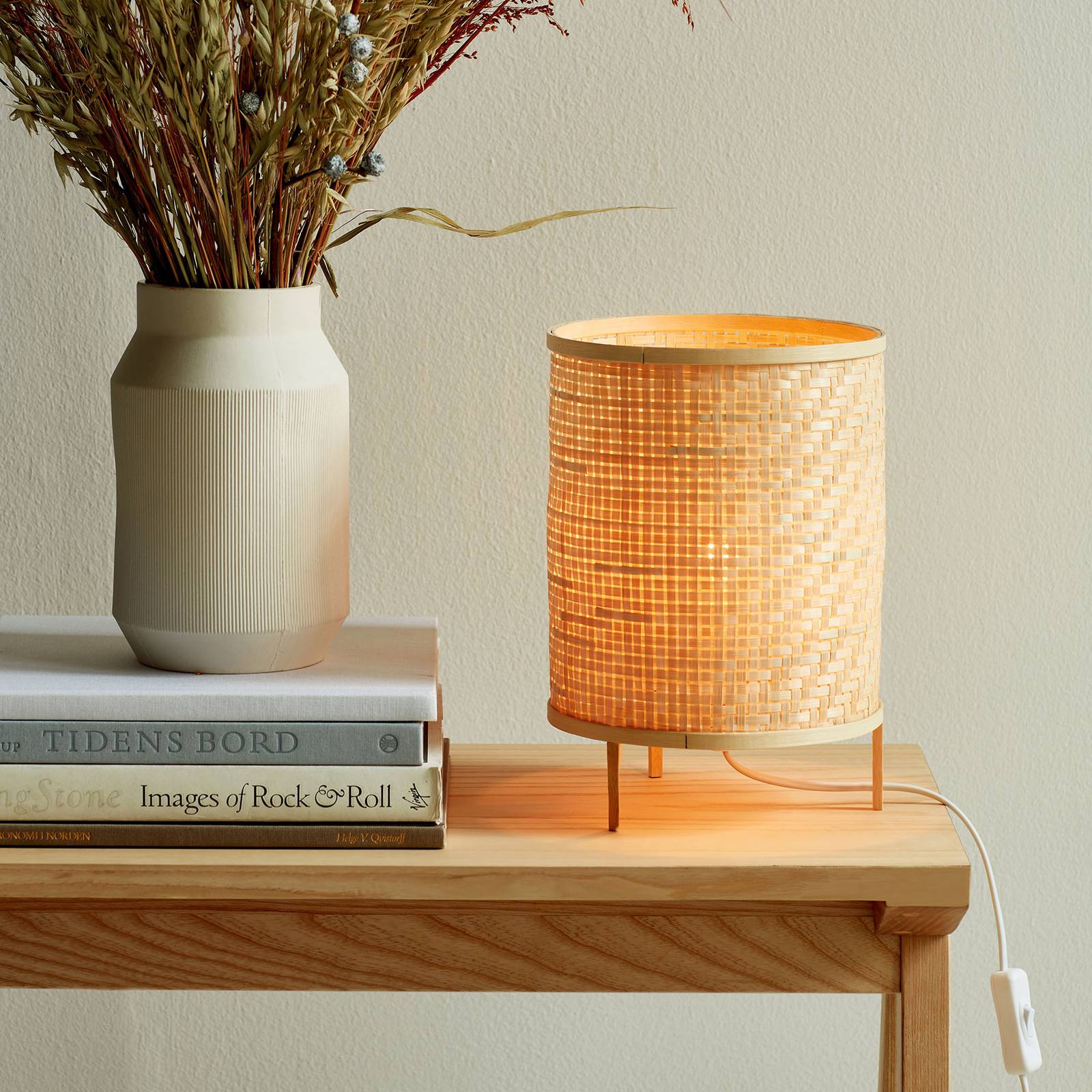 Trinidad table lamp made of natural bamboo Lights.co.uk