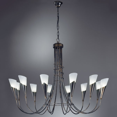 Lustre CAMPAGNOLA à 12 lampes coloris noir cuivré