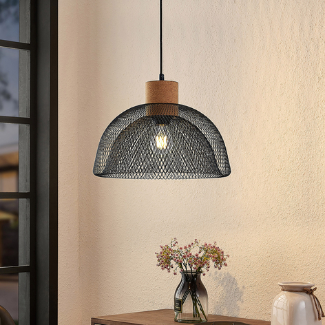Lindby Louk Pendellampe, Gitter, schwarz, 1-fl.