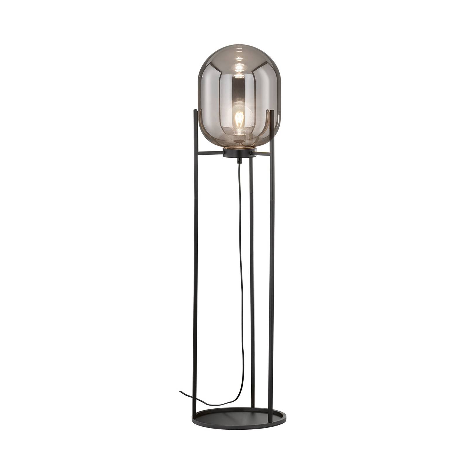 Lampadaire Regi verre gris fumée H 110 cm