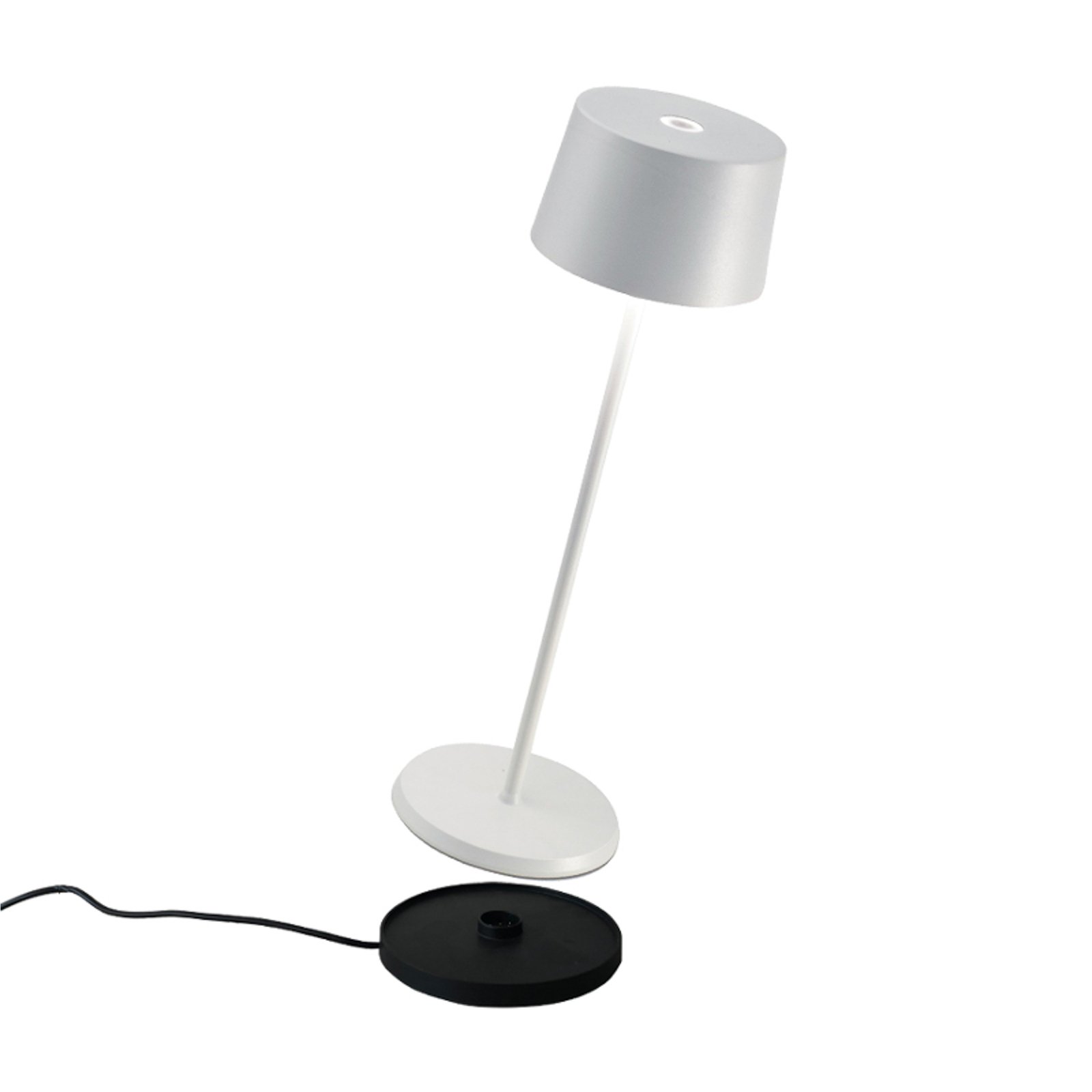 Zafferano Olivia 3K uzlādējama galda lampa IP65 balta