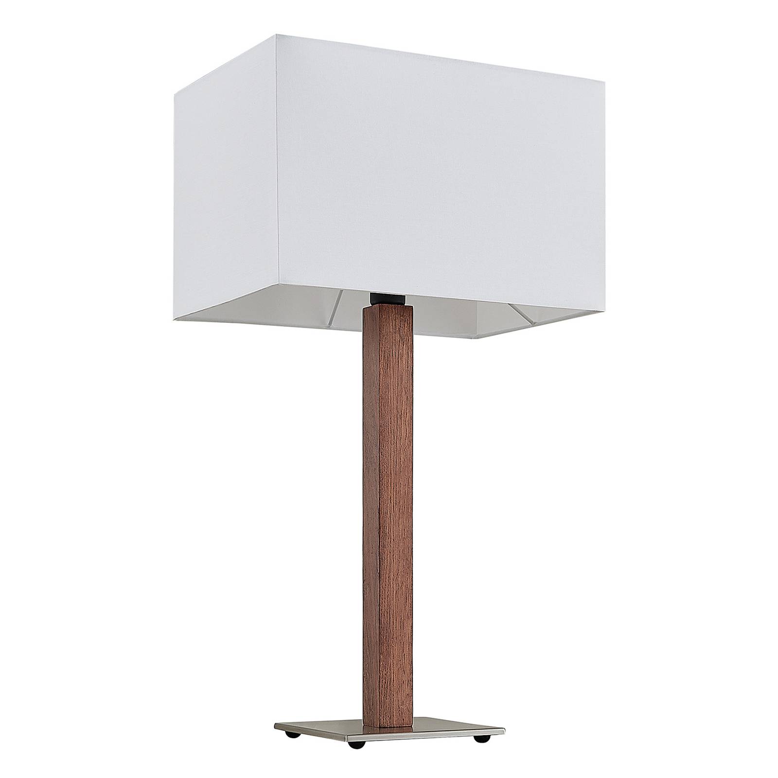 Lucande Larkira da tavolo stoffa, angolare, bianco, per soggiorno / sala da pranzo, tessuto, acciaio, legno di rovere, E27, 60 W, larghezza: 33 cm, altezza: 60 cm