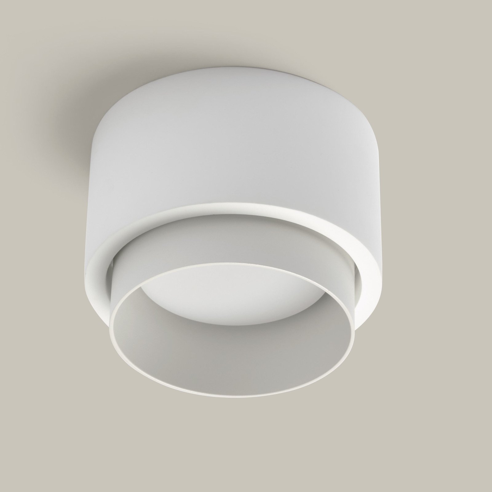 Syme ceiling light, white, round, Ø 11 cm, plaster, GX53