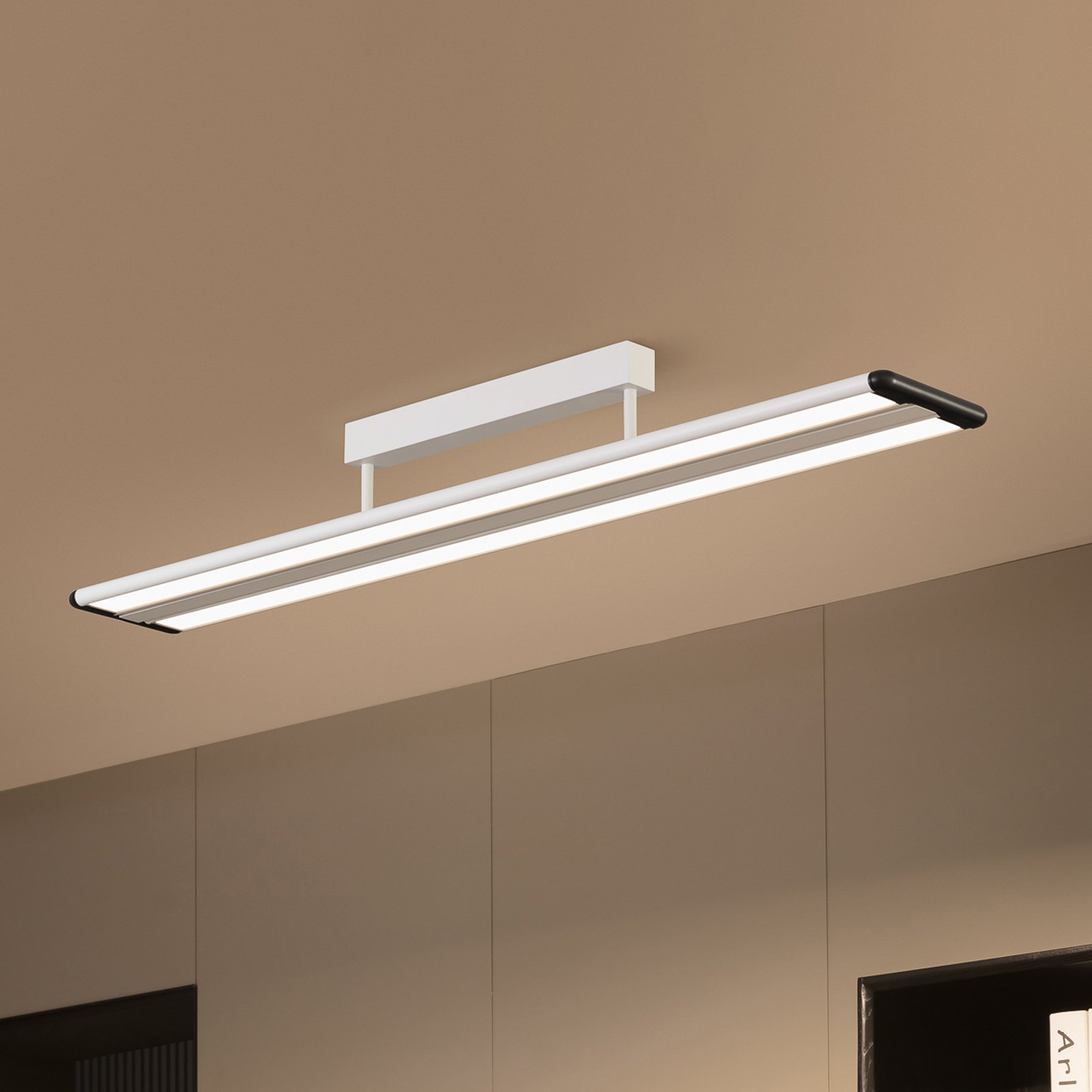Prios Yuela LED stropné svietidlo, DALI, 120 cm, strieborná