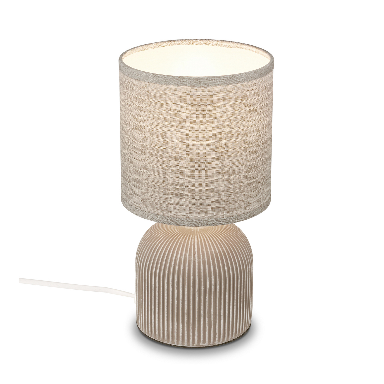Bordslampa Ino, brun, höjd 28 cm, E14, keramik, textil