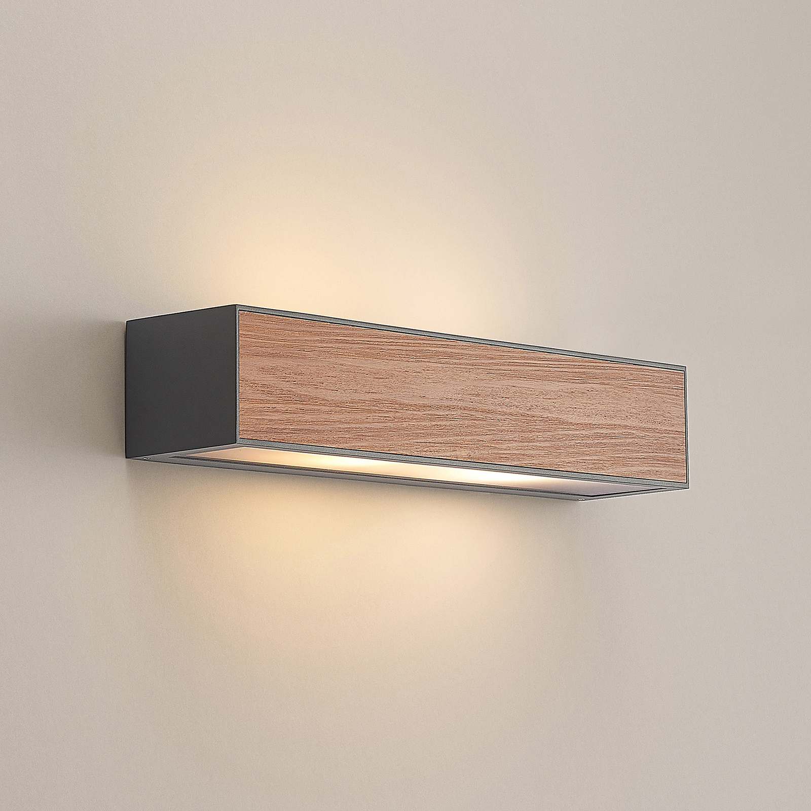 Arcchio Miraz wall light, E27, wood look