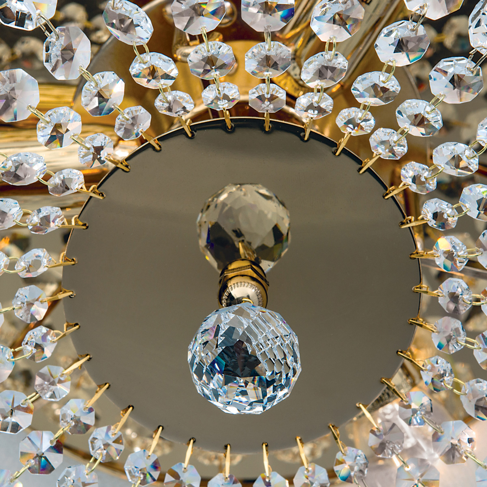 Krištáľové stropné svietidlo SHERATA zlaté 35cm