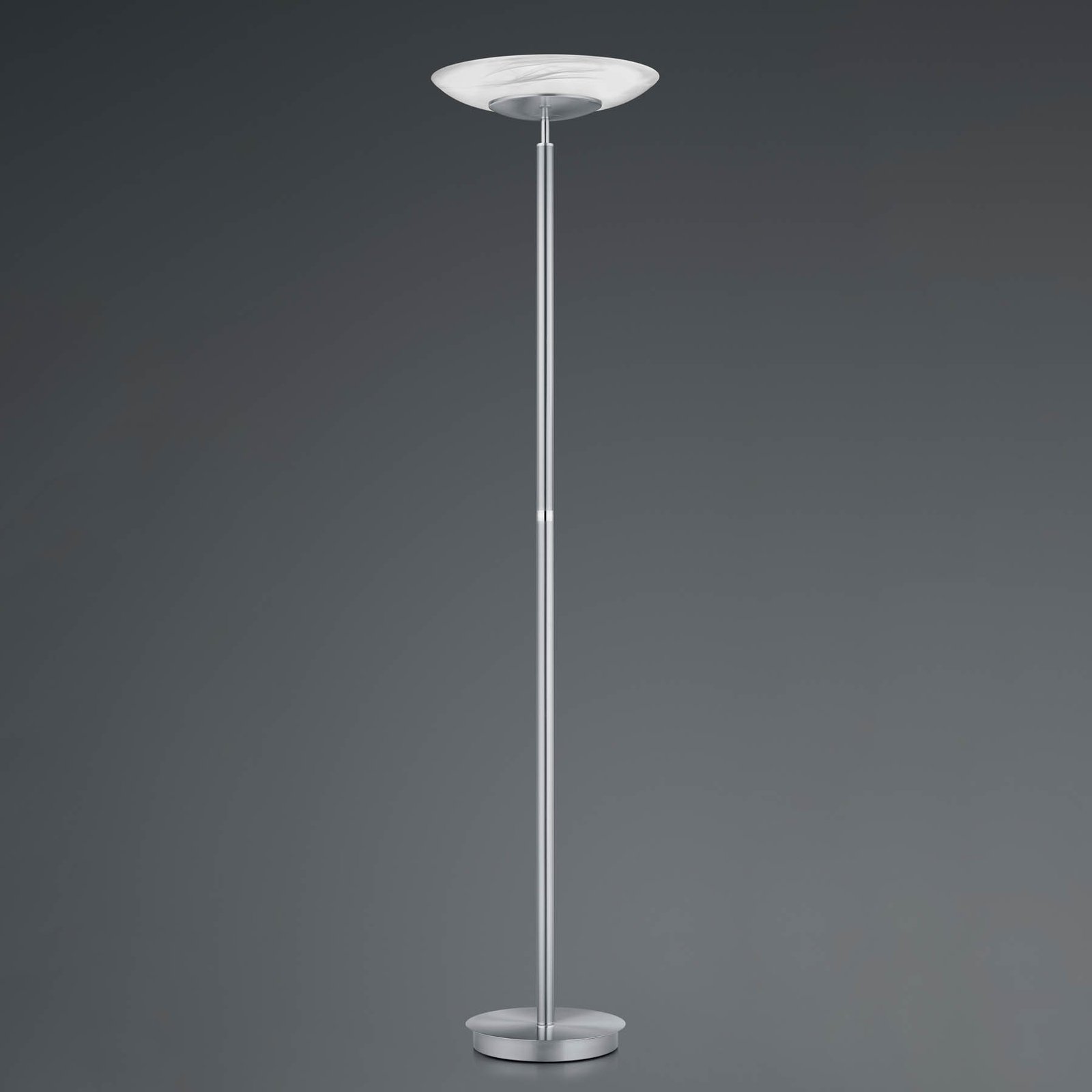 LED stojací lampa Findus, 1 zdroj, nikl