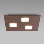 Bruine plafondlamp Quarter met 3 LED's