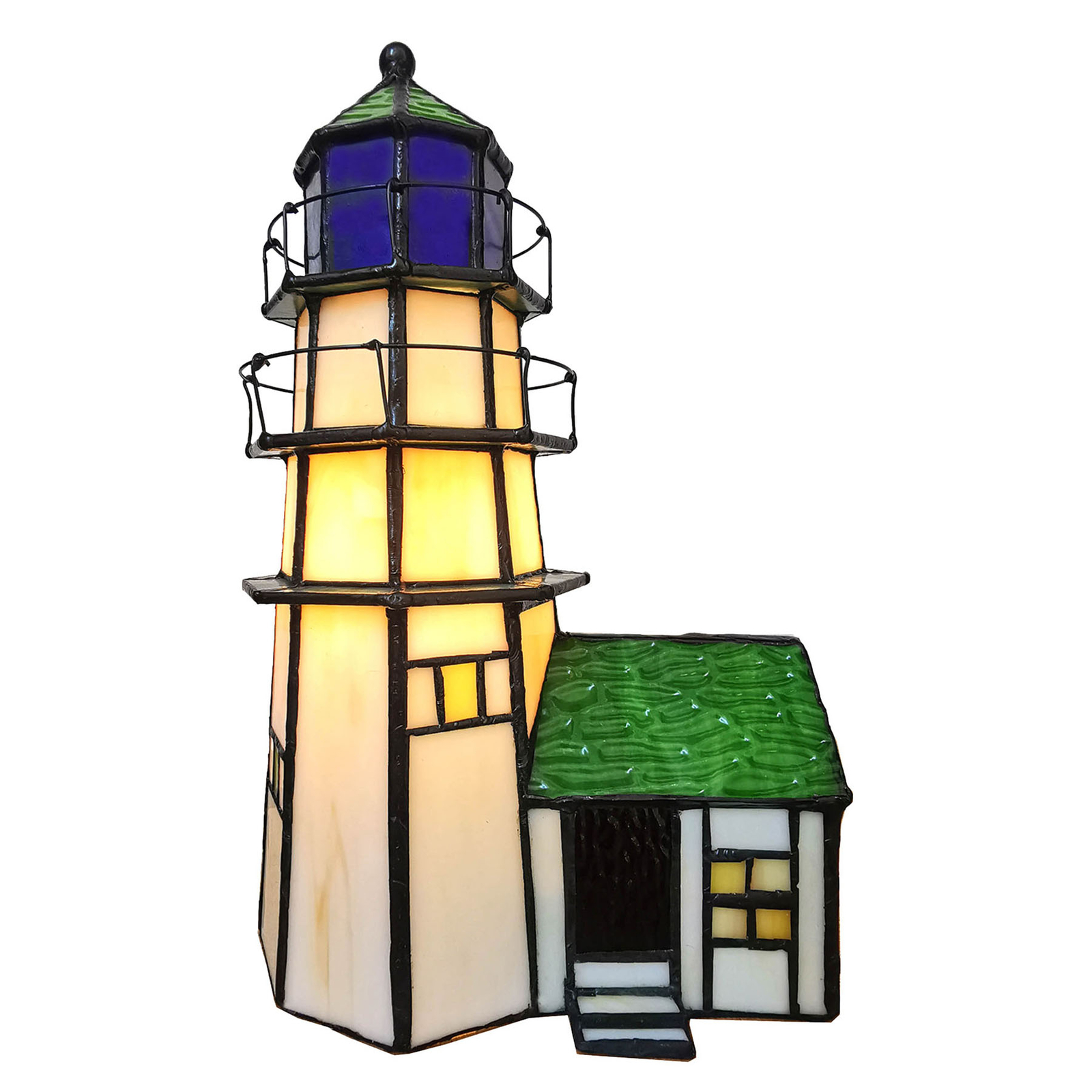 Clayre & Eef 6007 decorative light lighthouse with annex, for Living / Dining Room, polyresin, glass, E14, 25 W, energy efficiency: A++, W: 15 cm, H: 25 cm