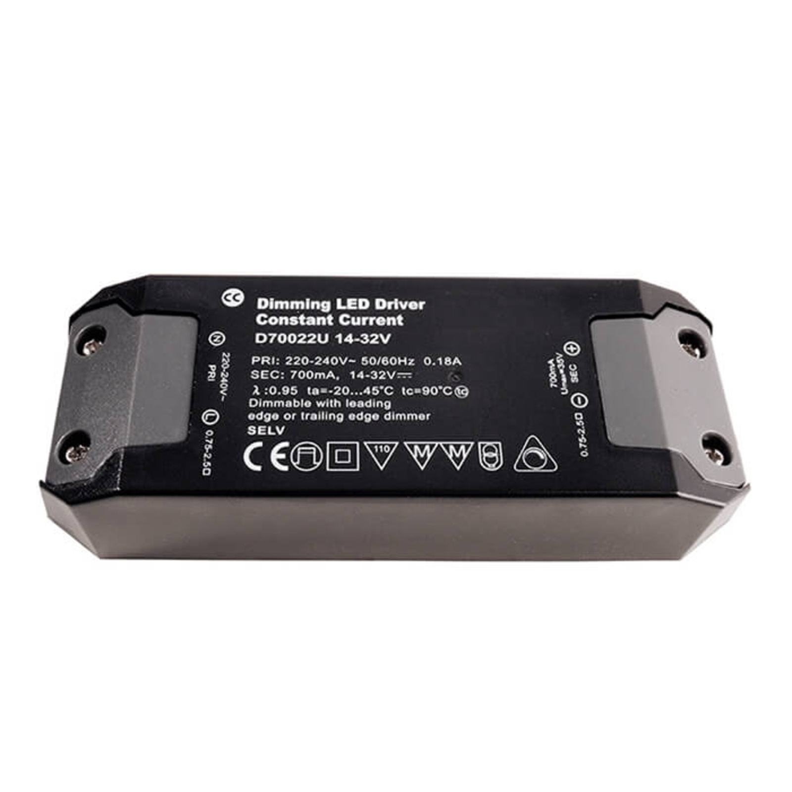 Deko-Light 700 mA - D70022U dimmable LED power supply unit, plastic, L: 12.7 cm, W: 4.4 cm, H: 2.8 cm