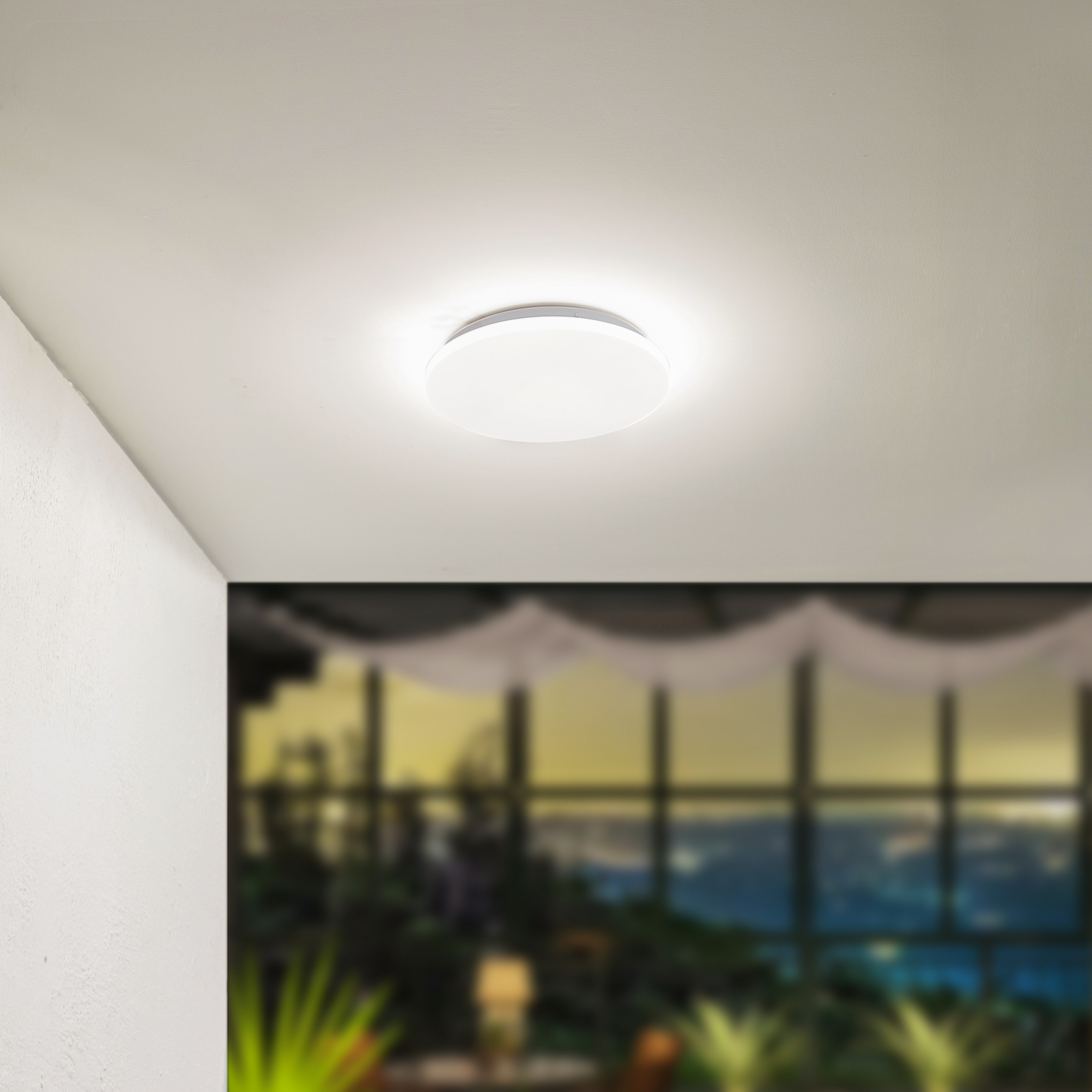 Lindby LED outdoor ceiling light Kirkola, 4000 K, Ø 34 cm, white