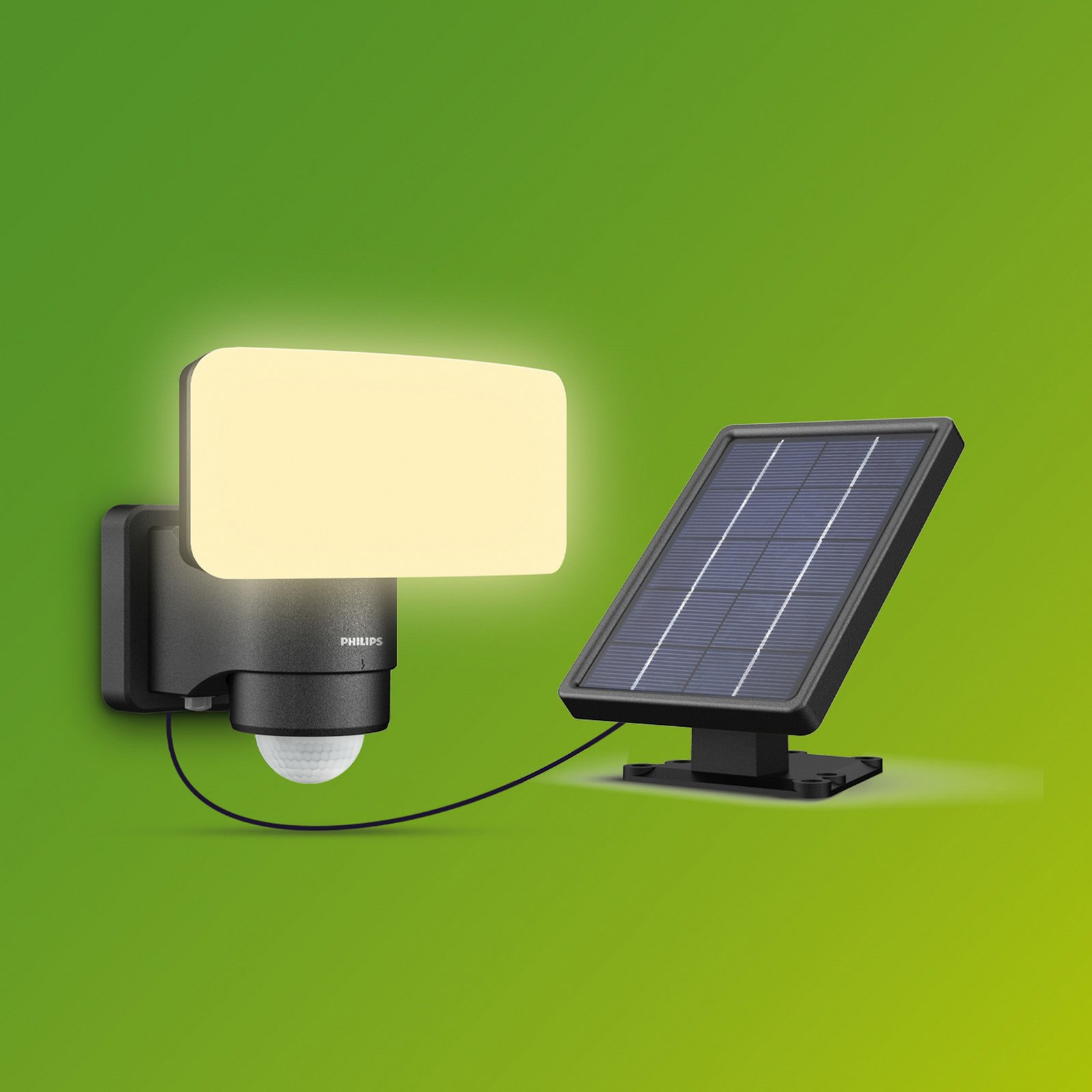 Philips Faretto da esterno a LED solare Tylus, nero 3.000K Sensore