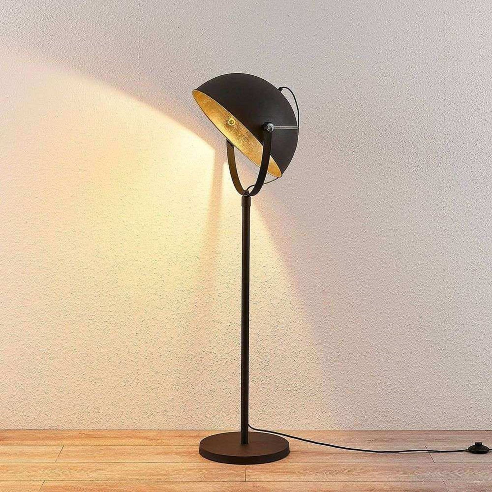 Muriel 1 Floor Lamp Black/Gold - Lindby