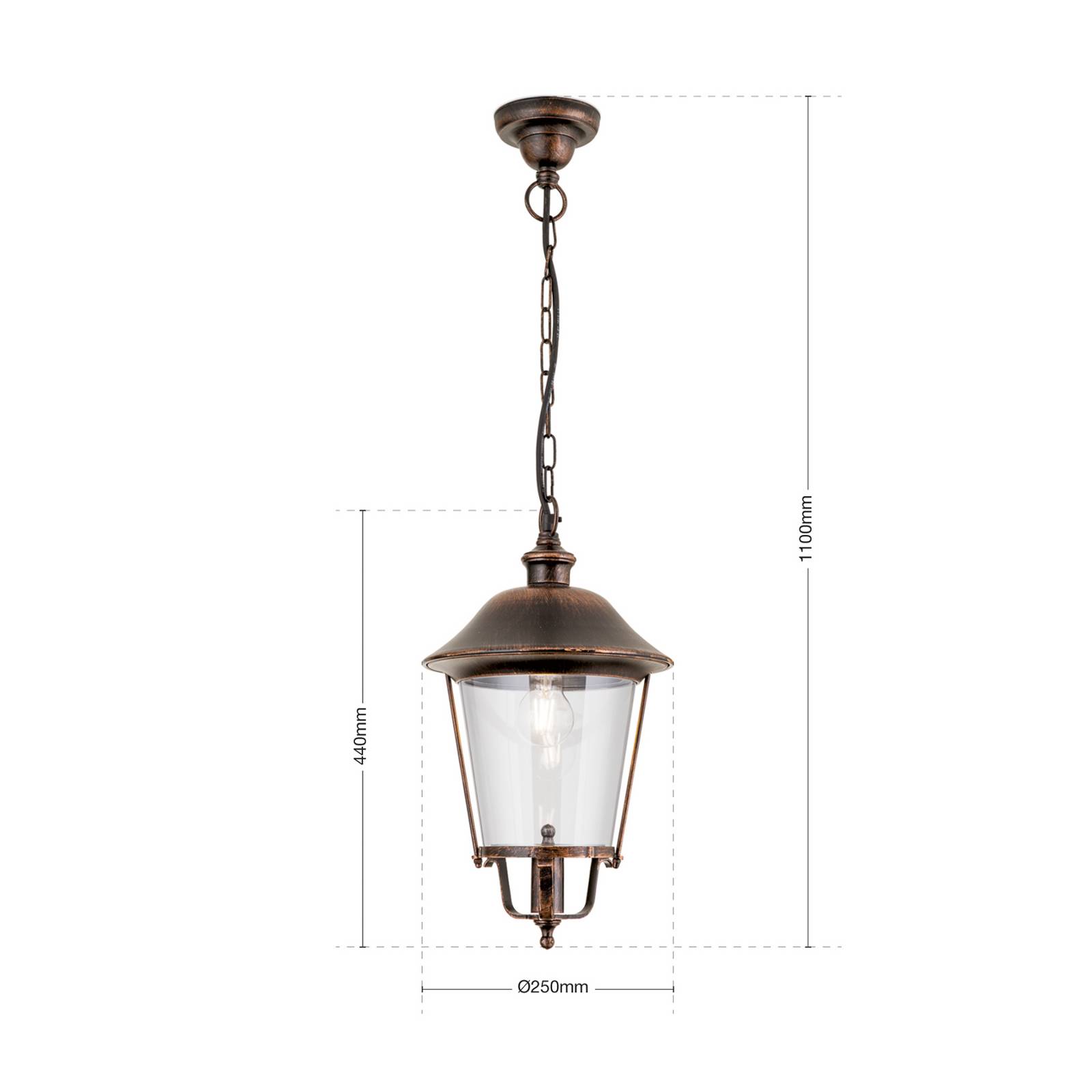 Lampa wisząca zewnętrzna Mariella, czarno-miedziany, metal