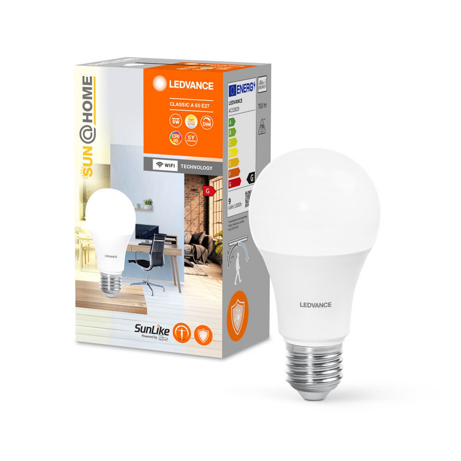 LEDVANCE SMART+ LEDVANCE SUN@Home Classic A 40 E27 9W CCT 922 - alb - Plastic