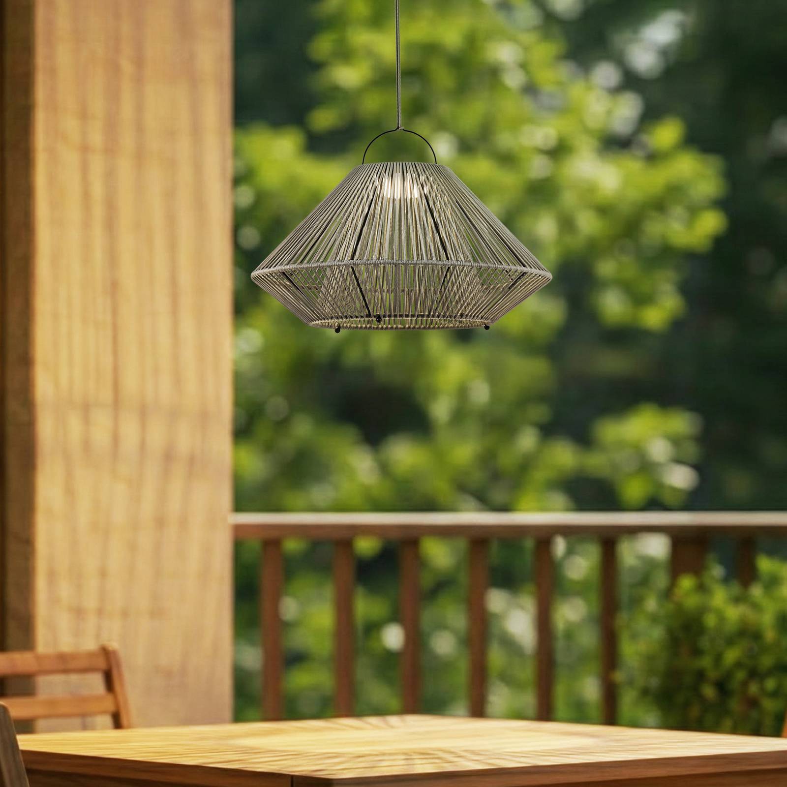 Lindby LED-Solarhängelampe Austas, grau, Ø 50 cm, USB, IP54 günstig online kaufen