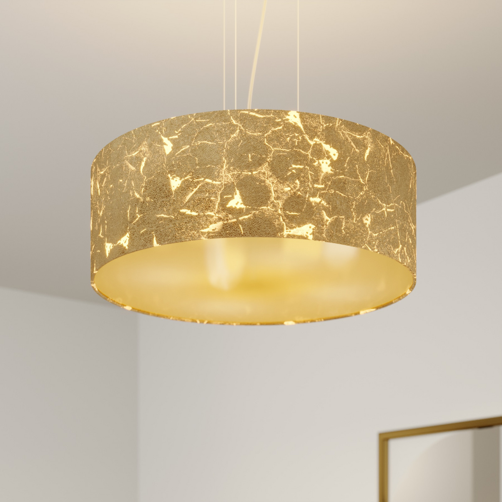 Suspensie Quitani Aura auriu Ø 50 cm 4 lumini - Camera de zi / sufragerie - Design - auriu nichel periat mat - Metal