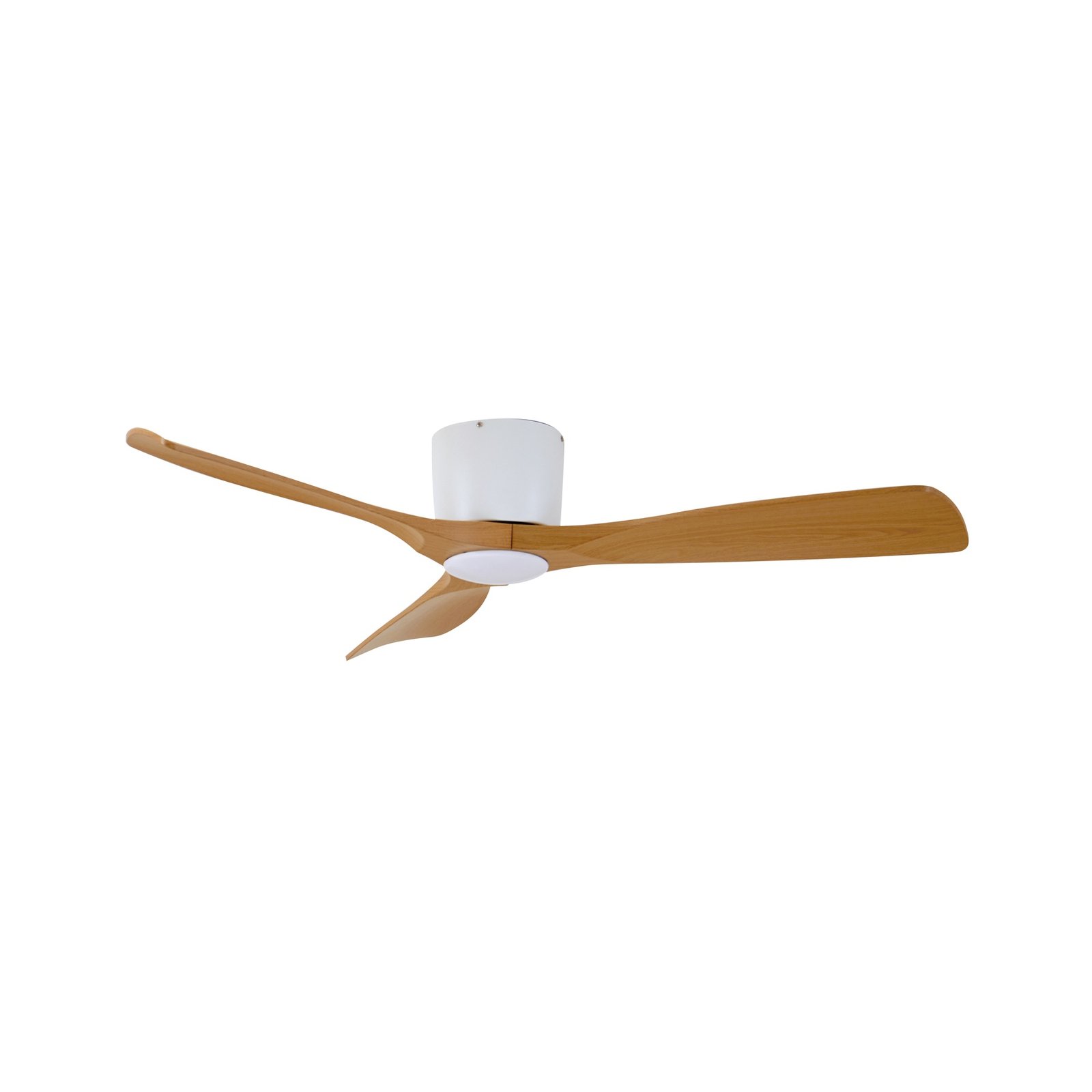 Lucande LED ceiling fan Moneno white/wood-coloured DC quiet