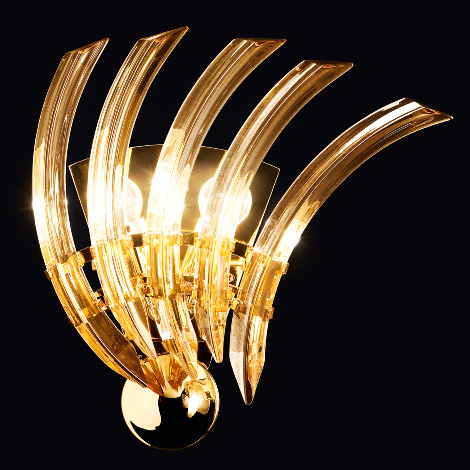 Vägglampa (RONDO) av bärnstensfärgat Muranoglas