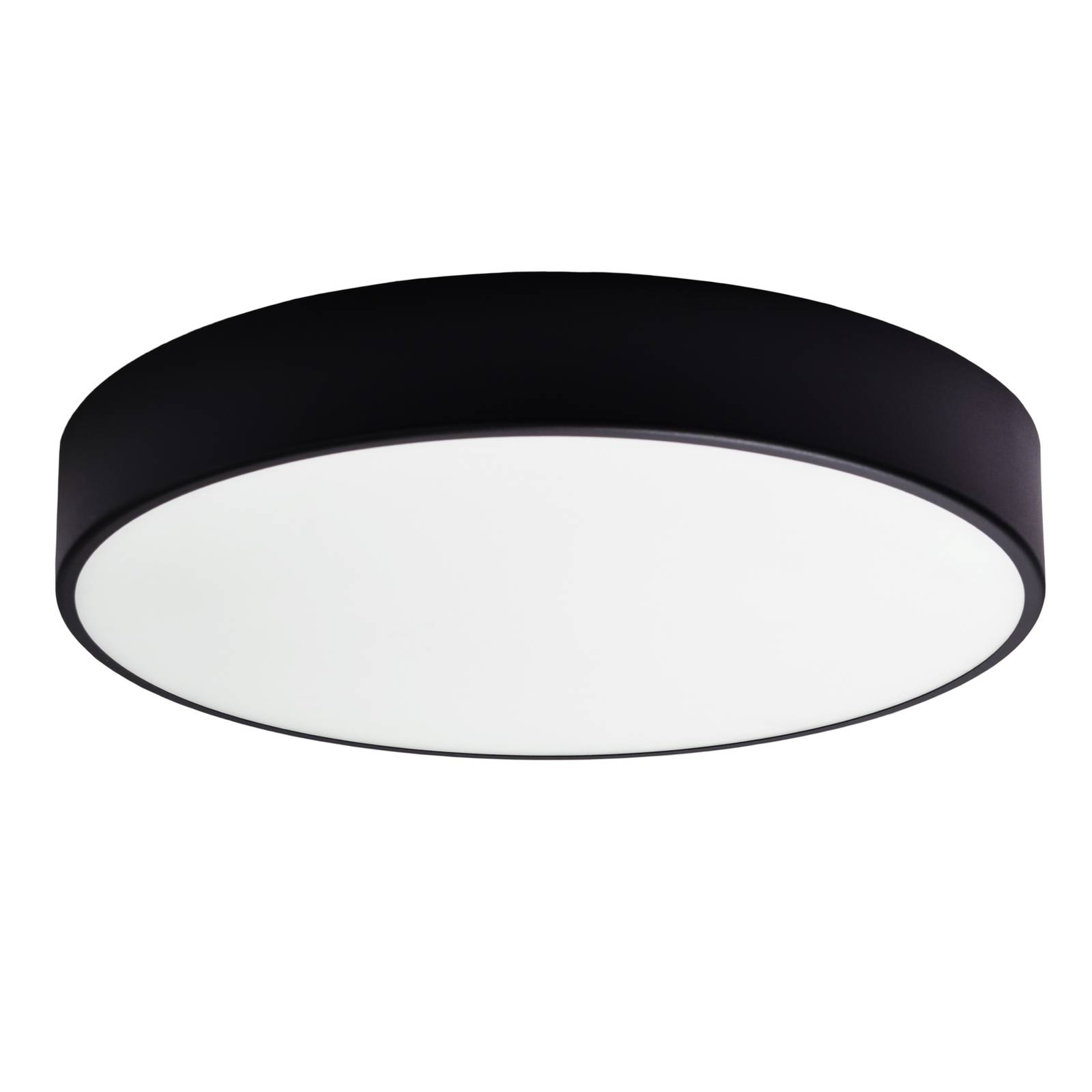 Euluna Cleo 500 ceiling light, sensor, Ø 50 cm black, for Living / Dining Room, steel, glass, E27, 40 W, H: 7.5 cm