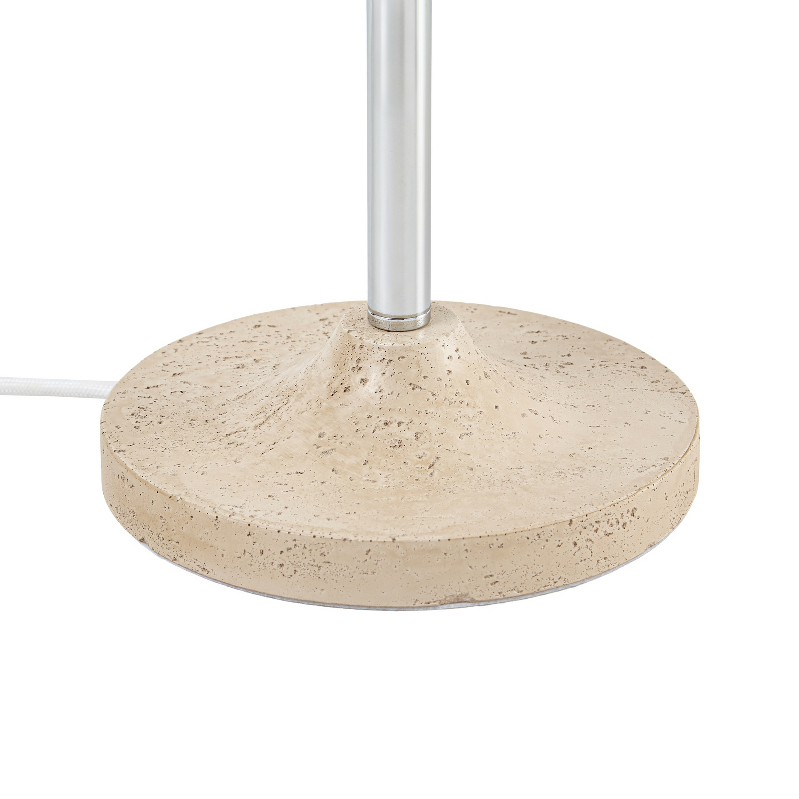 Elovie table lamp, natural/chrome, fabric/travertine, 35 cm – NOLA Elovie table lamp, natural/chrome, fabric/travertine, 35 cm – NOLA
