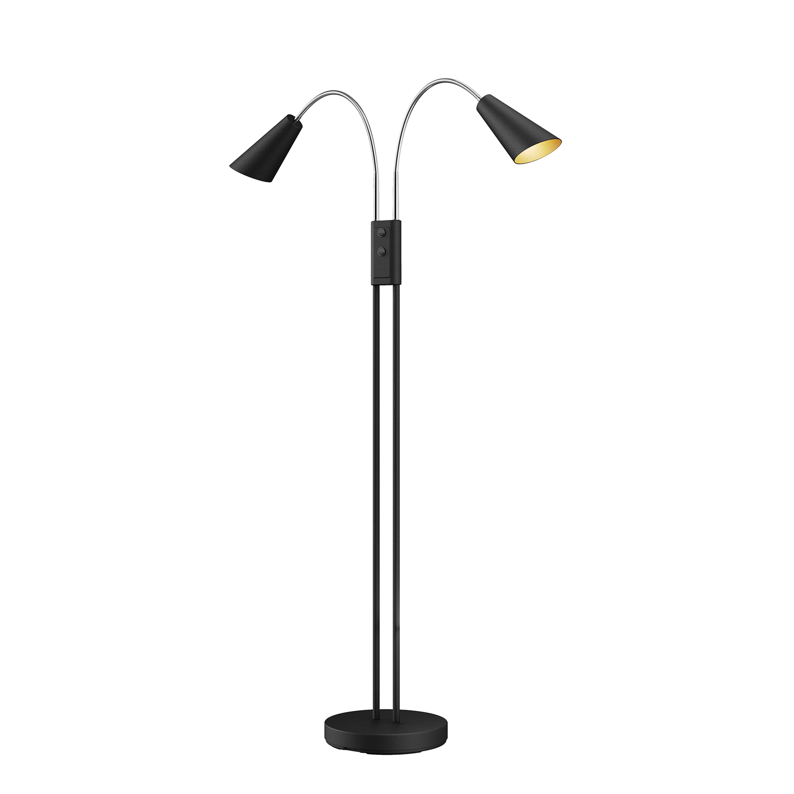 Lucande Medira vloerlamp, 2-lamps, zwart