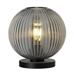 Lampa stołowa Loft z przydymionym szkłem, 1-punktowa, okrągła