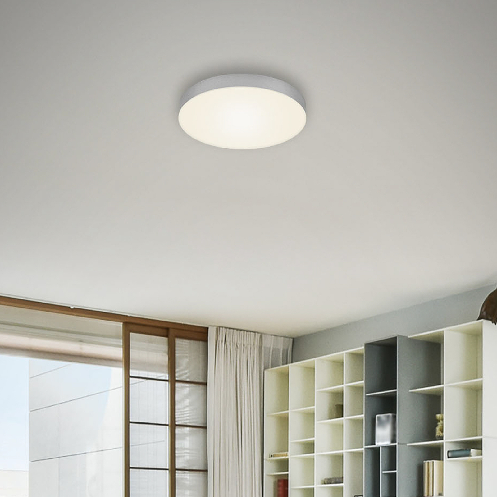 Φωτιστικό οροφής Flame LED, Ø 21,2 cm, ασημί