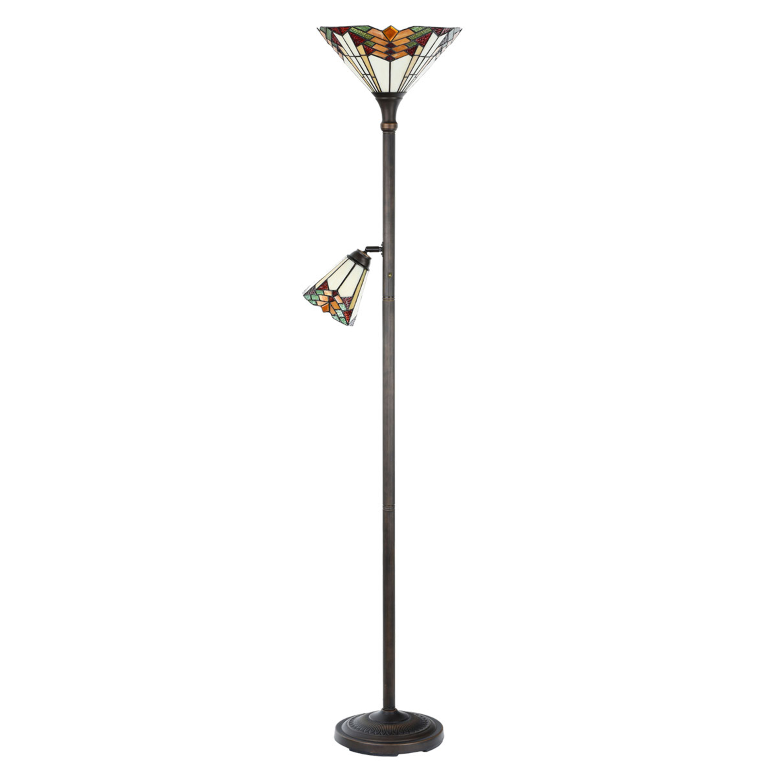 Vloerlamp 5969 met leeslamp, Tiffany-stijl