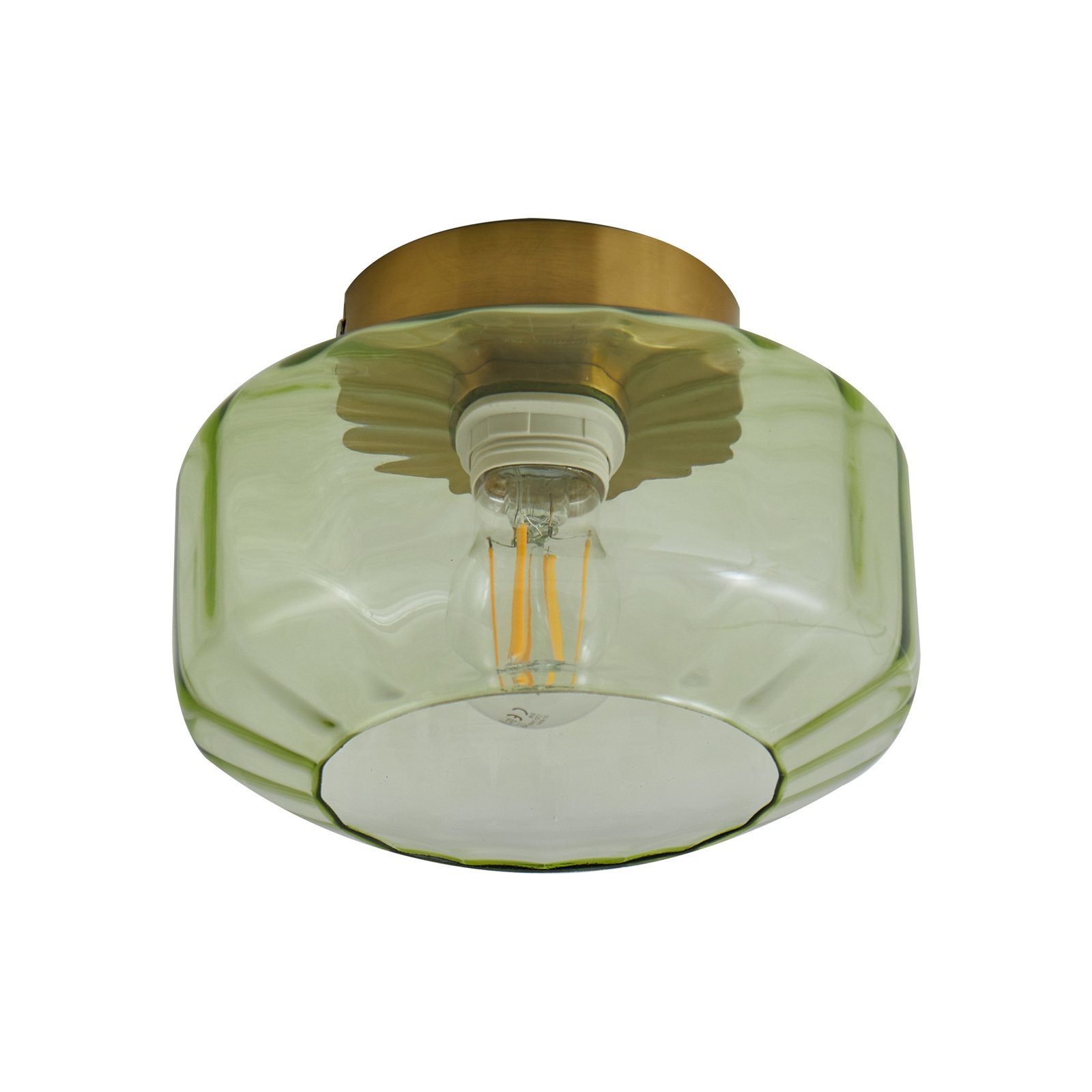 Lindby ceiling light Hildur, green, glass, Ø 22 cm