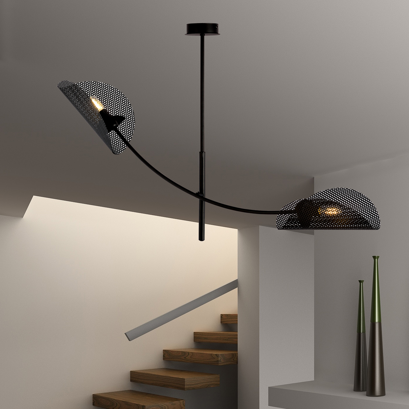 Φωτιστικό οροφής Gladio, μαύρο, δύο φώτα