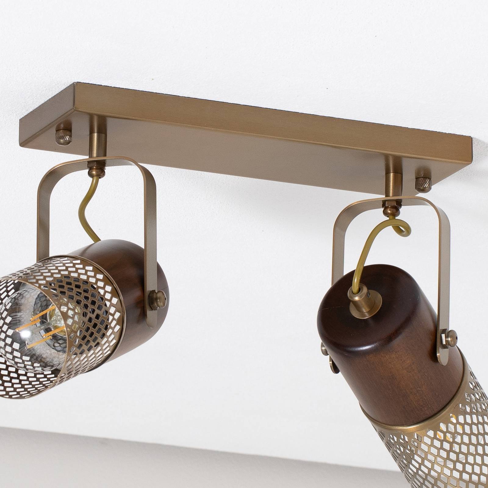 Lampa sufitowa Albrecht antyczne złoto długość 32 cm metal/drewno 2fl.