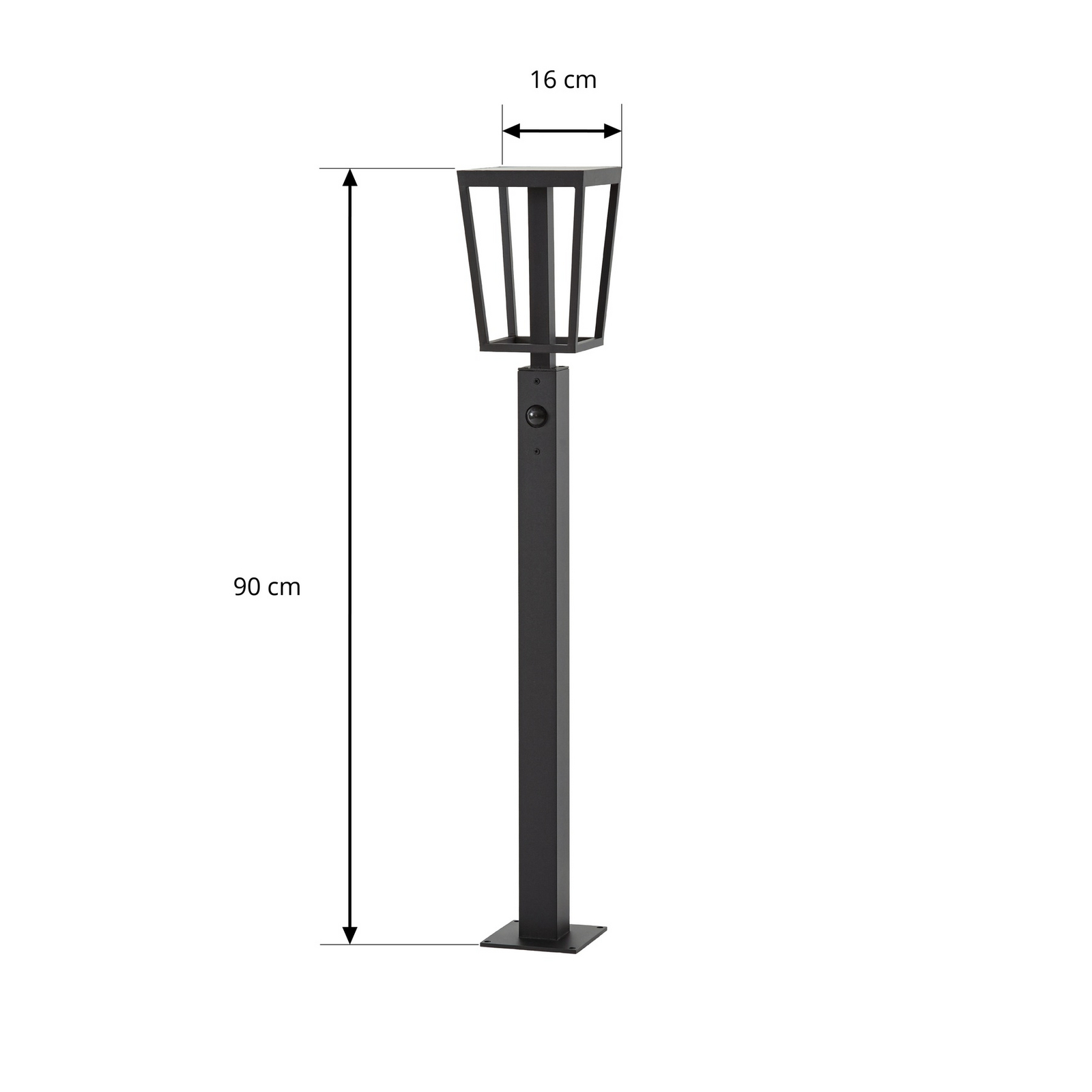 Lucande Lynx LED path light, 95.5 cm, black, IP65, sensor