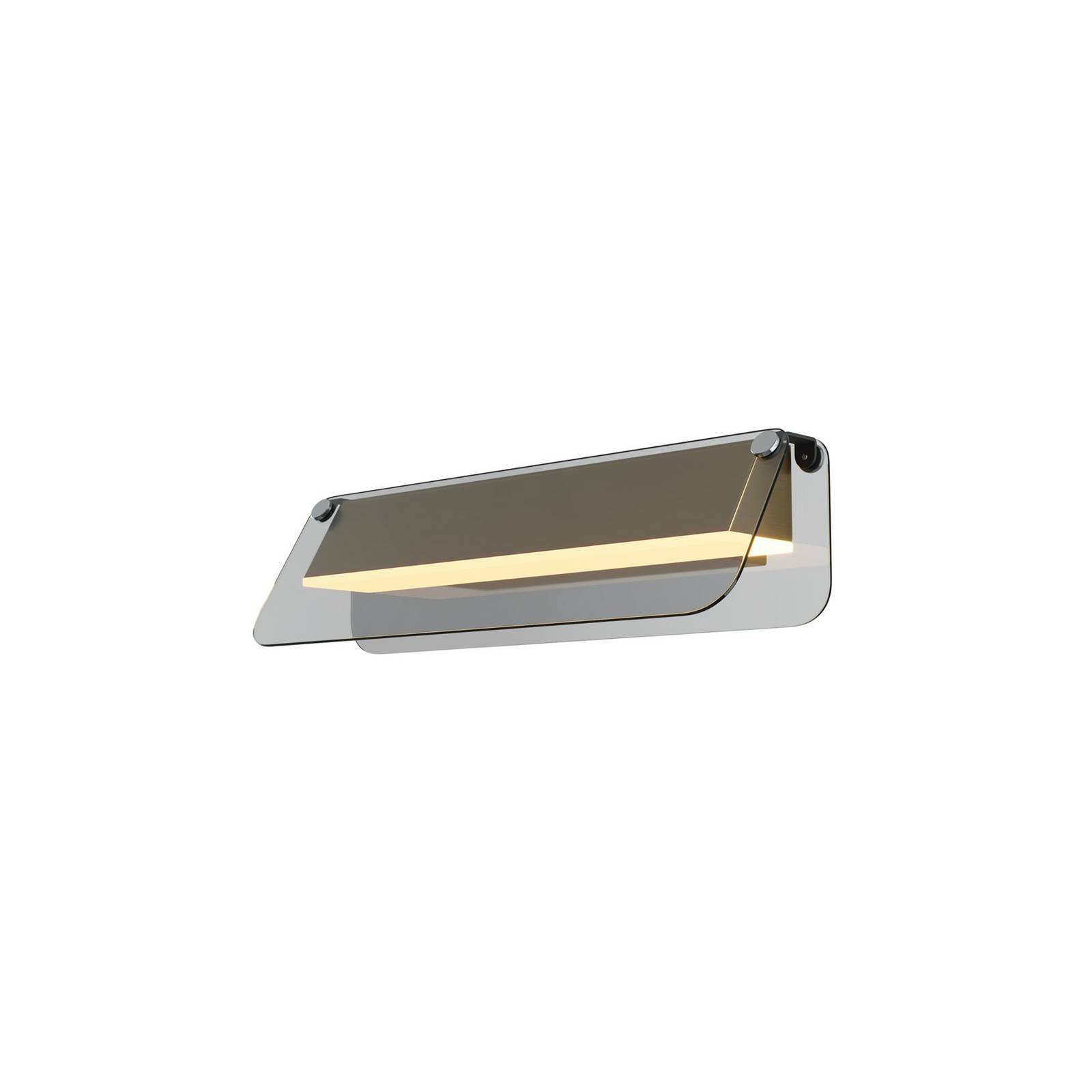 LED-Wandlampe FLAT, grau/messing, Breite 30 cm, Glas/Metall
